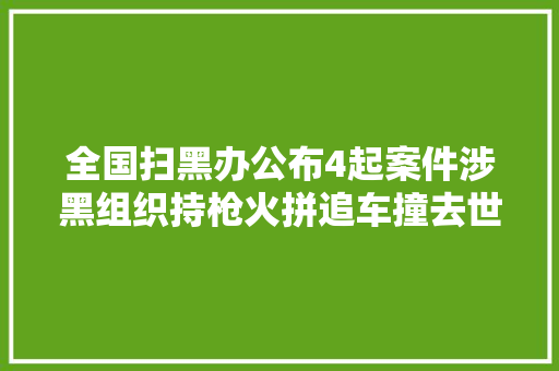 全国扫黑办公布4起案件涉黑组织持枪火拼追车撞去世无辜路人