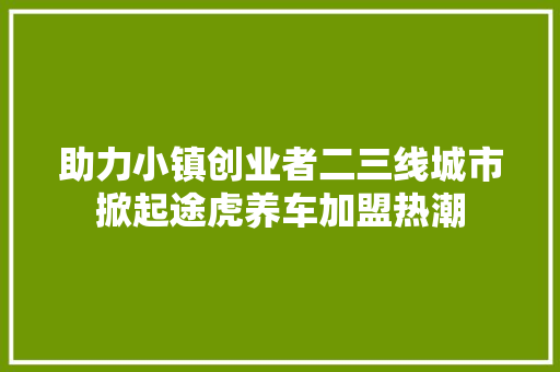 助力小镇创业者二三线城市掀起途虎养车加盟热潮