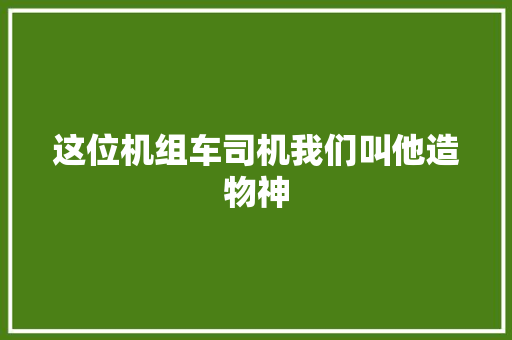 这位机组车司机我们叫他造物神