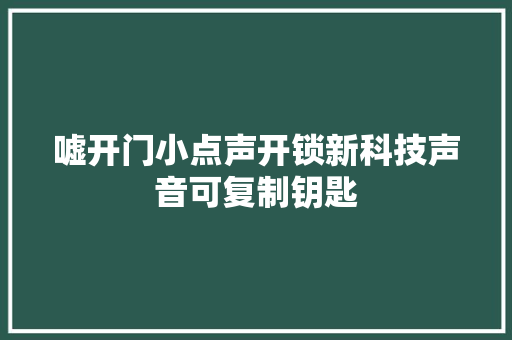 嘘开门小点声开锁新科技声音可复制钥匙