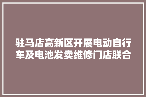驻马店高新区开展电动自行车及电池发卖维修门店联合检查