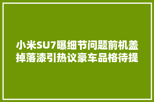 小米SU7曝细节问题前机盖掉落漆引热议豪车品格待提升