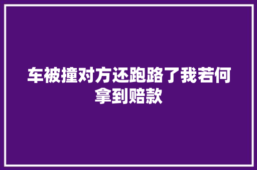 车被撞对方还跑路了我若何拿到赔款