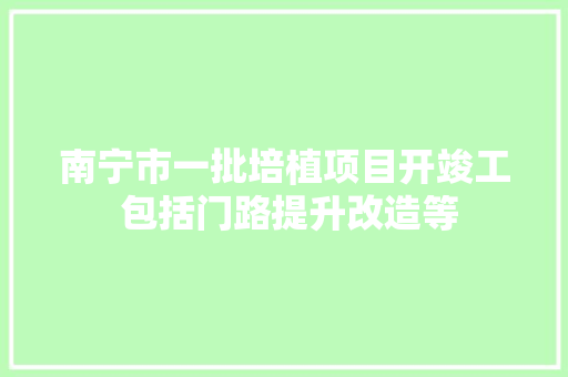 南宁市一批培植项目开竣工 包括门路提升改造等