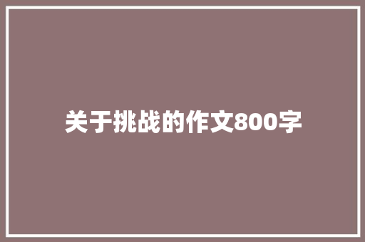 关于挑战的作文800字