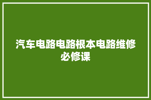 汽车电路电路根本电路维修必修课