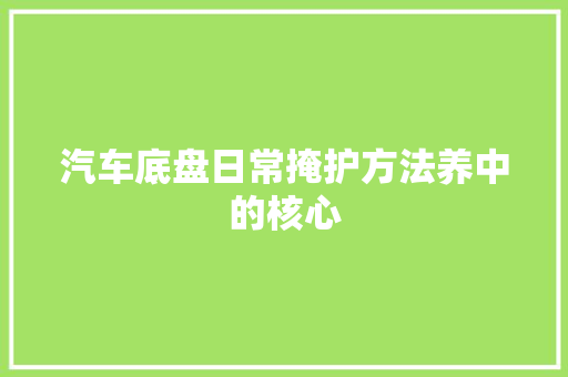 汽车底盘日常掩护方法养中的核心
