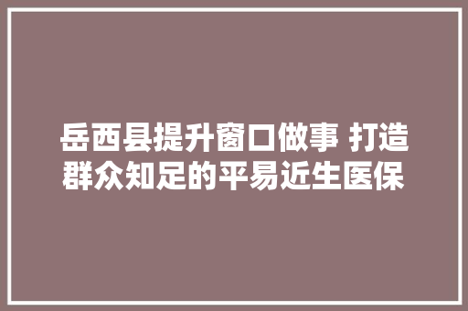 岳西县提升窗口做事 打造群众知足的平易近生医保