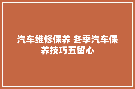 汽车维修保养 冬季汽车保养技巧五留心
