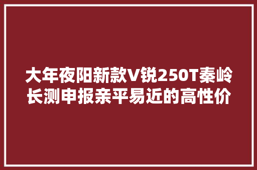 大年夜阳新款V锐250T秦岭长测申报亲平易近的高性价频年夜踏板