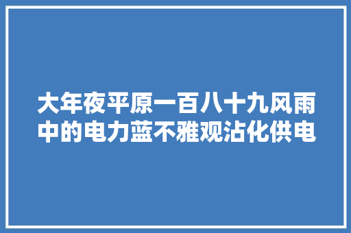 大年夜平原一百八十九风雨中的电力蓝不雅观沾化供电公司抢修线路有感