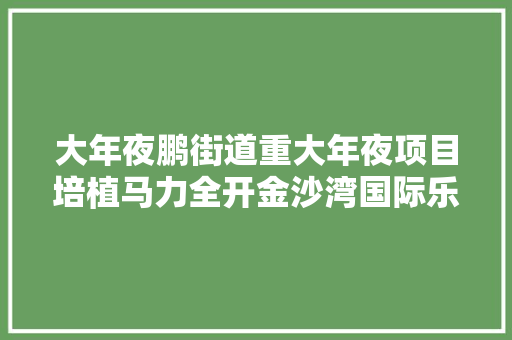 大年夜鹏街道重大年夜项目培植马力全开金沙湾国际乐园明年开放