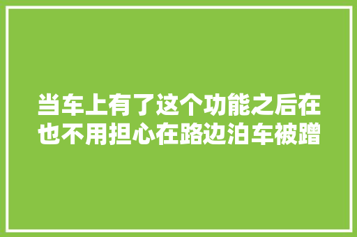 当车上有了这个功能之后在也不用担心在路边泊车被蹭