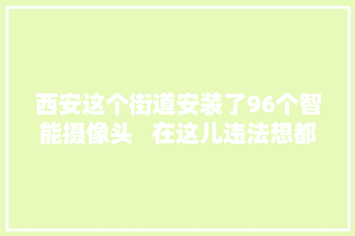 西安这个街道安装了96个智能摄像头   在这儿违法想都别想