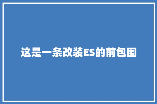 这是一条改装ES的前包围