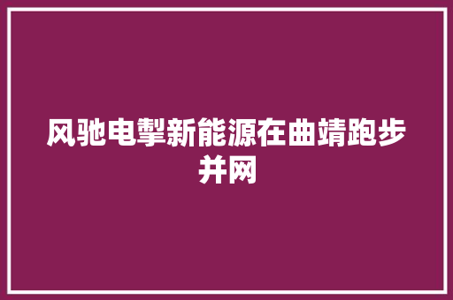 风驰电掣新能源在曲靖跑步并网