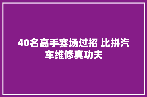 40名高手赛场过招 比拼汽车维修真功夫