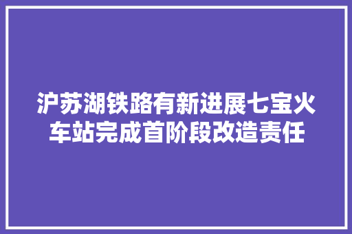 沪苏湖铁路有新进展七宝火车站完成首阶段改造责任