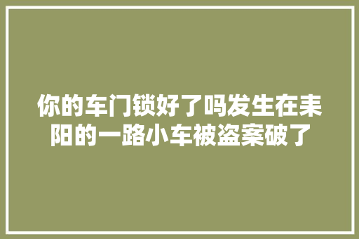 你的车门锁好了吗发生在耒阳的一路小车被盗案破了