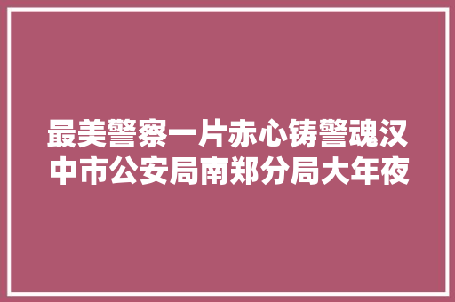 最美警察一片赤心铸警魂汉中市公安局南郑分局大年夜河坎刑警队平易近警文鹏飞