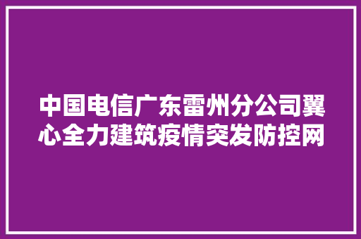 中国电信广东雷州分公司翼心全力建筑疫情突发防控网
