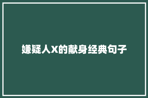 嫌疑人X的献身经典句子