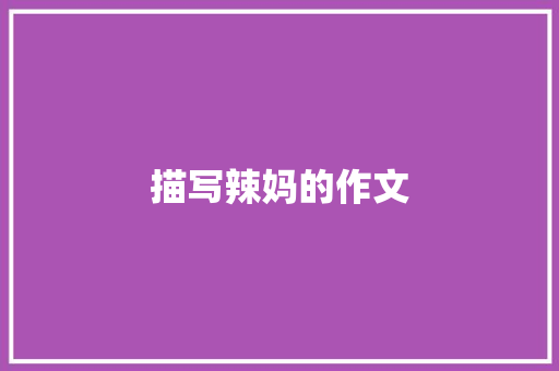 描写辣妈的作文