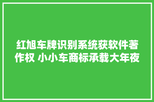 红旭车牌识别系统获软件著作权 小小车商标承载大年夜数据