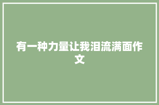 有一种力量让我泪流满面作文