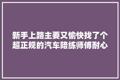 新手上路主要又愉快找了个超正规的汽车陪练师傅耐心
