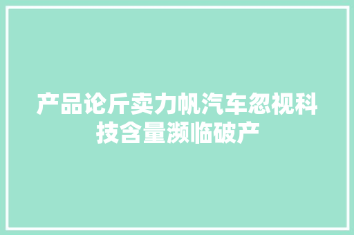 产品论斤卖力帆汽车忽视科技含量濒临破产