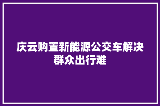庆云购置新能源公交车解决群众出行难