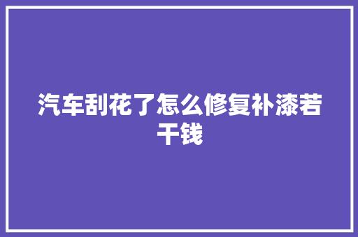 汽车刮花了怎么修复补漆若干钱