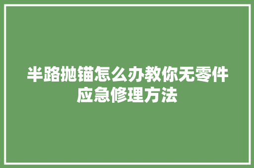 半路抛锚怎么办教你无零件应急修理方法