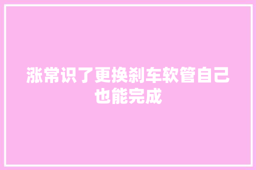 涨常识了更换刹车软管自己也能完成