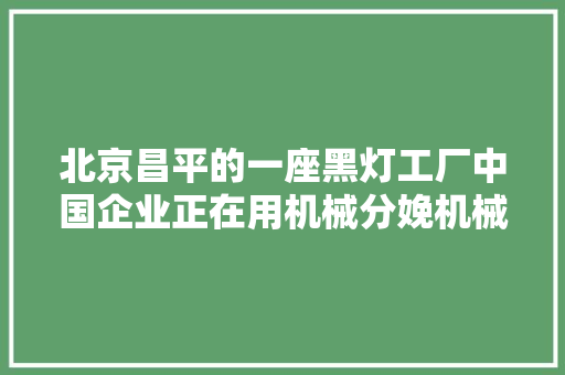 北京昌平的一座黑灯工厂中国企业正在用机械分娩机械