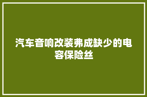 汽车音响改装弗成缺少的电容保险丝