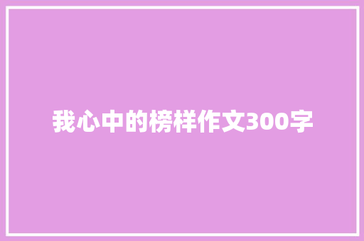 我心中的榜样作文300字