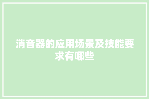 消音器的应用场景及技能要求有哪些