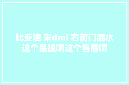 比亚迪 宋dmi 右前门漏水这个品控啊这个售后啊