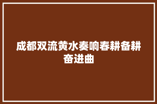 成都双流黄水奏响春耕备耕奋进曲