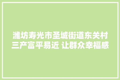 潍坊寿光市圣城街道东关村三产富平易近 让群众幸福感爆棚