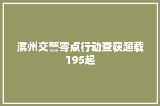 滨州交警零点行动查获超载195起