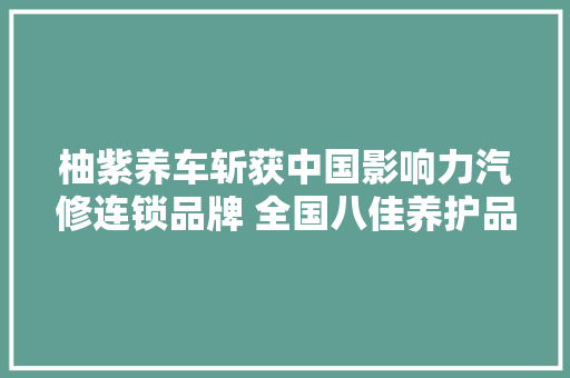 柚紫养车斩获中国影响力汽修连锁品牌 全国八佳养护品牌大年夜奖