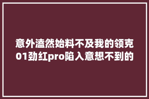 意外溘然始料不及我的领克01劲红pro陷入意想不到的困境