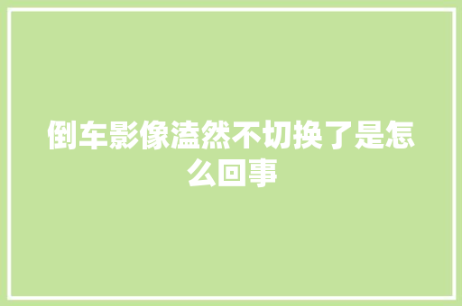 倒车影像溘然不切换了是怎么回事