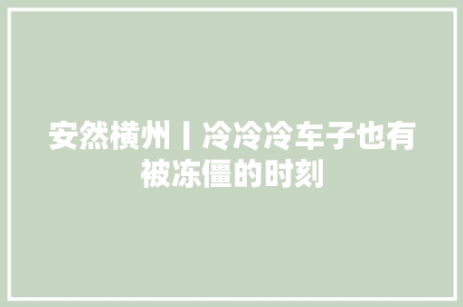 安然横州丨冷冷冷车子也有被冻僵的时刻