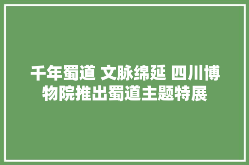 千年蜀道 文脉绵延 四川博物院推出蜀道主题特展