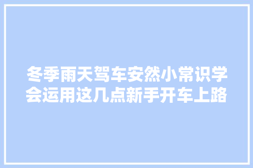 冬季雨天驾车安然小常识学会运用这几点新手开车上路也无压力