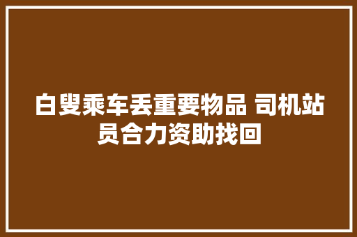 白叟乘车丢重要物品 司机站员合力资助找回